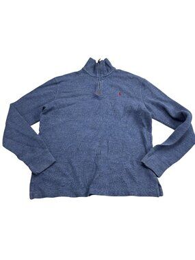 Polo Ralph Lauren Blue 1/4 Zip Pullover Sweater Mens Small Cotton Knit Casual